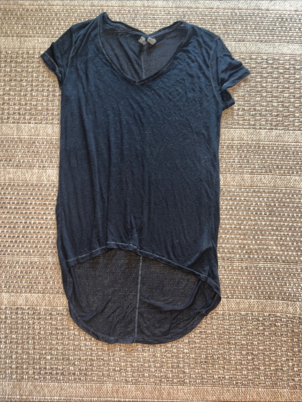Divided Black Burnout High-Low V-Neck Tunic Tee